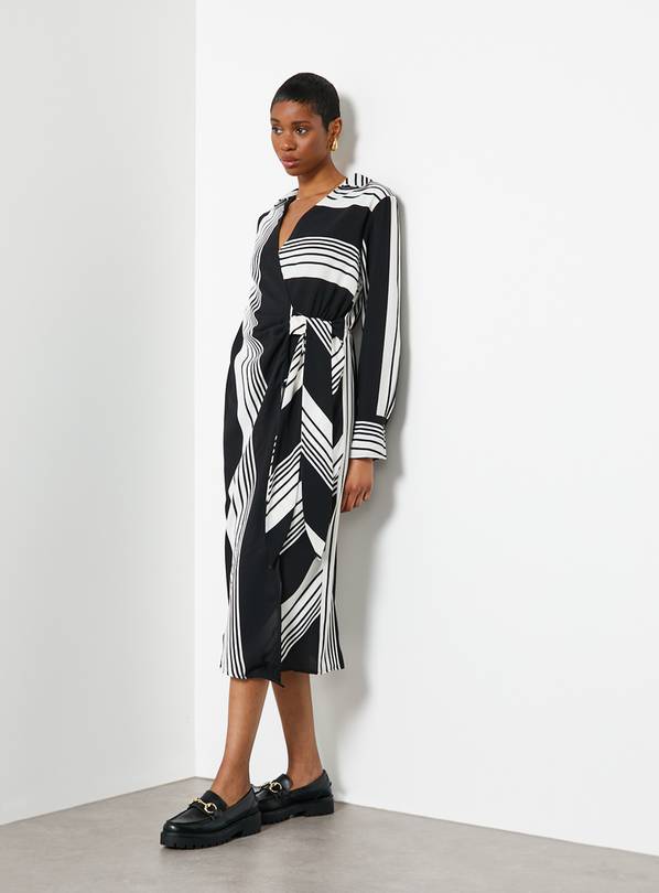 Lipsy self stripe wrap midi dress sale